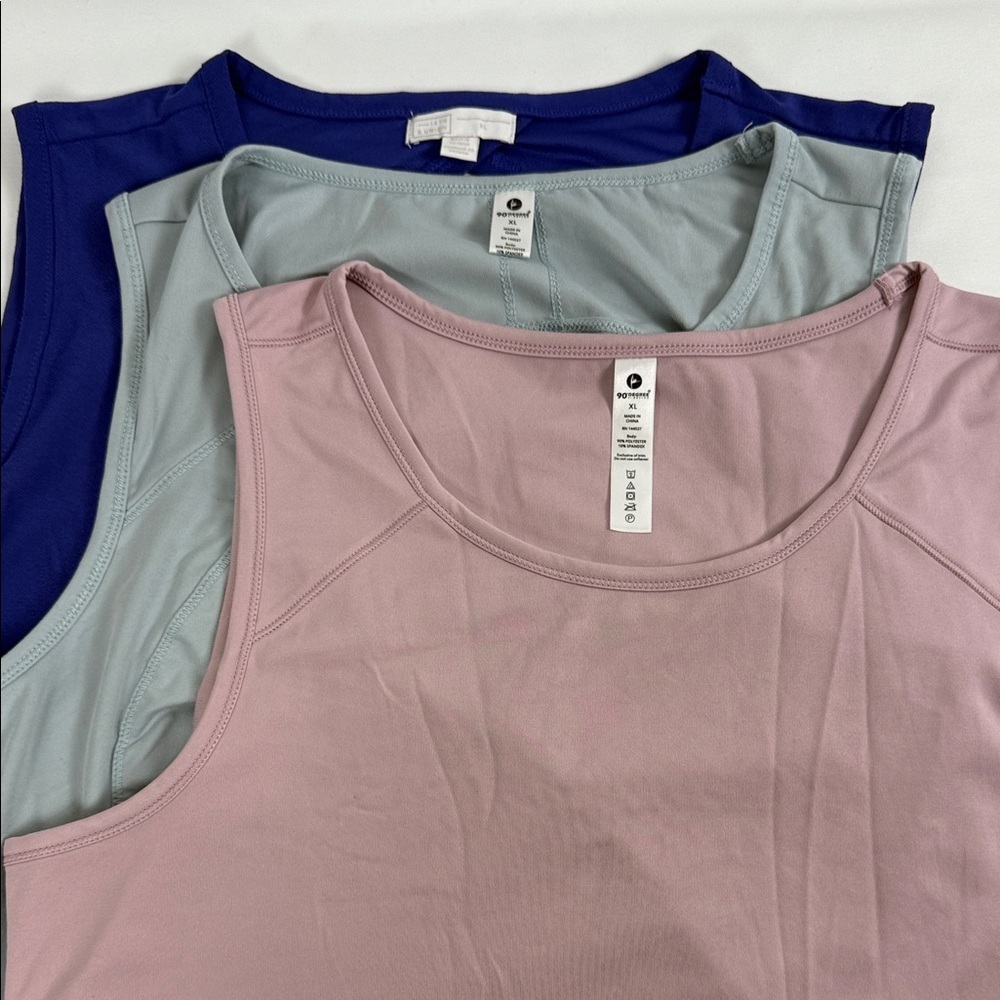 3-Pack Stylish Women's Activewear Tank Tops - Pink, Blue, and Gray